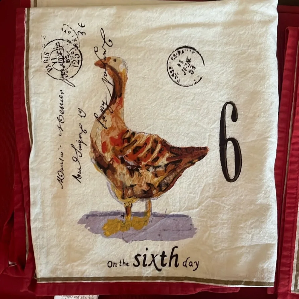 WILLIAMS-SONOMA 12 Days of Christmas cotton napkins